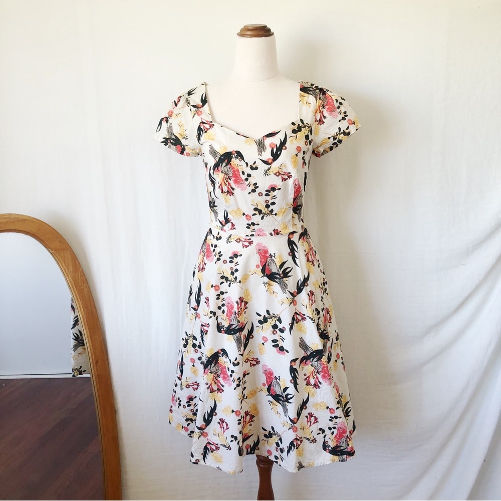 REVIVAL Size 6 Pink Floral Galah Cotton Fit & Flare Rockabilly Dress Australian - Picture 1 of 12